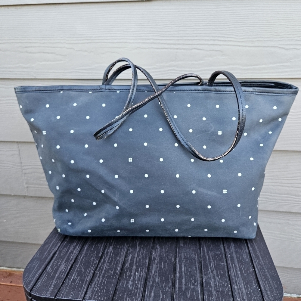 Kate Spade Polka Dot Tote Diaper Baby Bag Black White Purse Shopper Bag Vintage - Picture 4 of 16